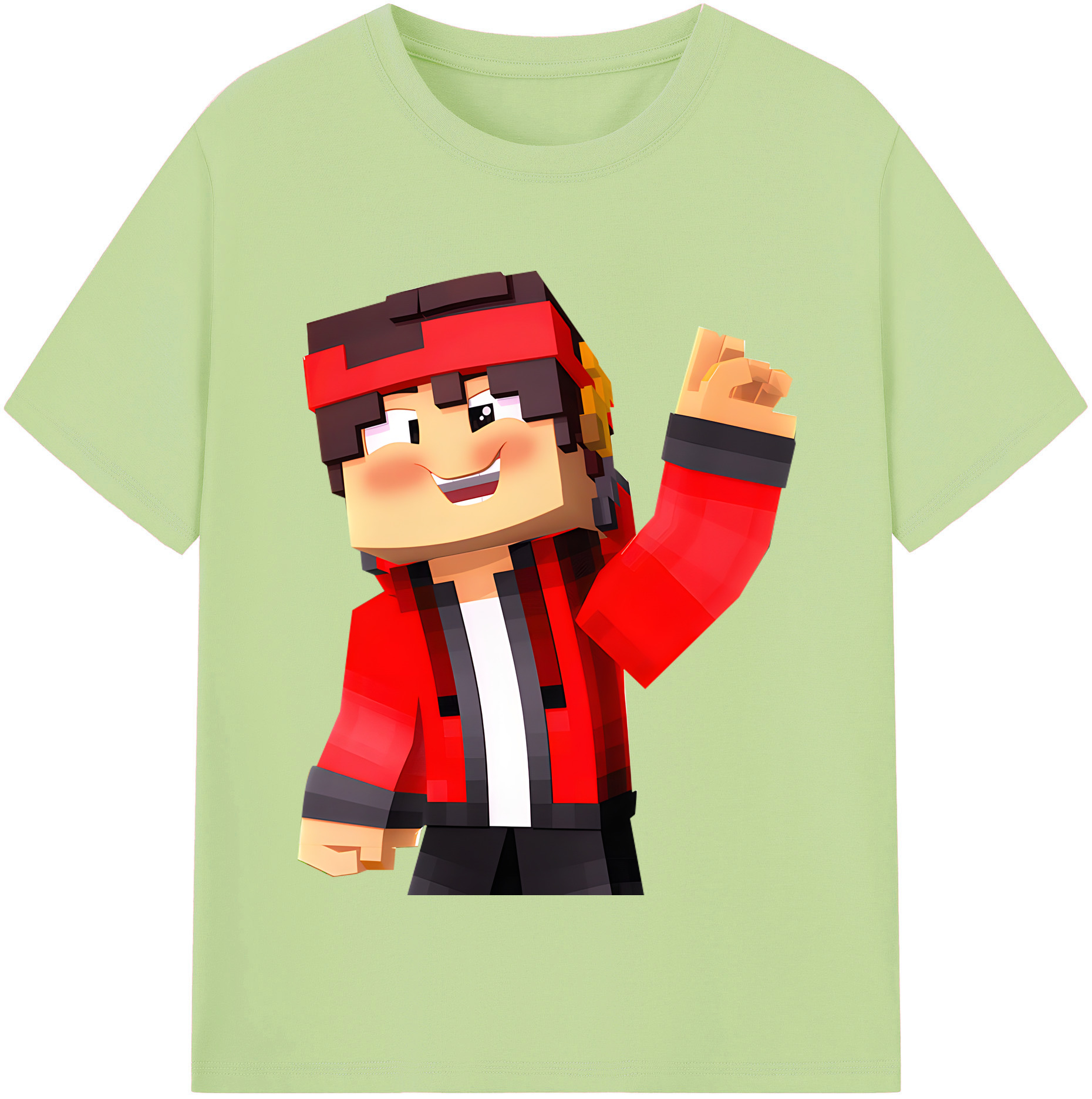 （画像用） マインクラフト ブロックの世界 Minecraft MC Block world 綿100％半袖Tシャツ（フロントプリント）